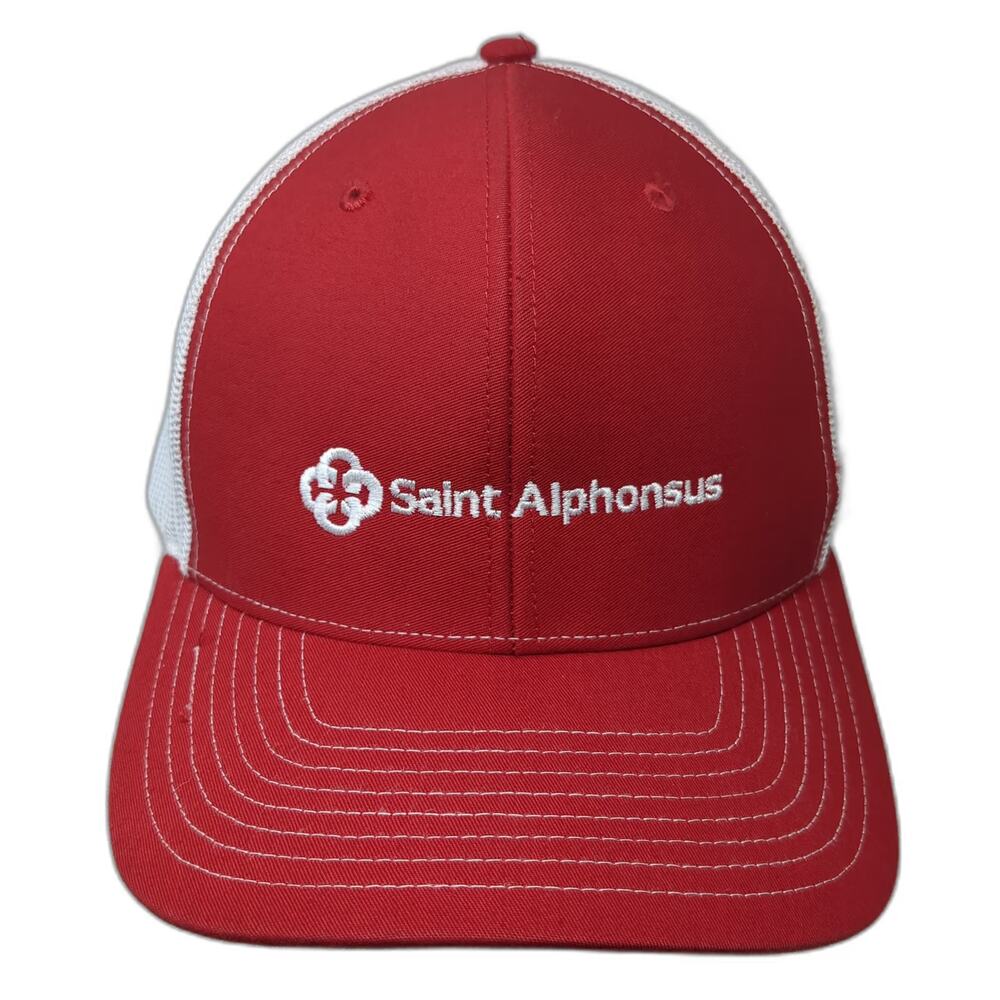 Richardson 112 Trucker Hat Red One Size Mesh Back Snapback Saint Alphonsus Logo